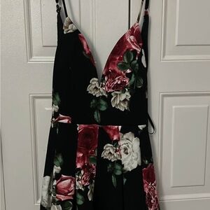 Floral Black and Pink Romper